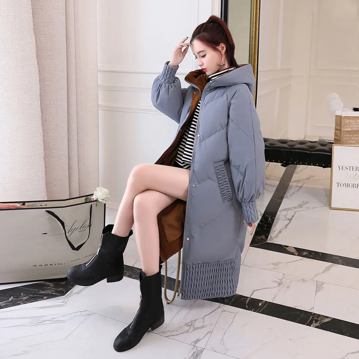 

2019 Winter New Style WOMEN'S Dress down Jacket Cotton-padded Clothes Mid-length Korean-style Versatile INS down Coat Cotton-pad