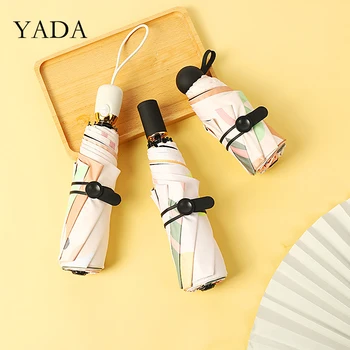 

YADA Ins Hand-Painted Colorful Pattern 3-Folding Umbrella Women UV Rainproof Umbrella Parasol Rain Sun Light Umbrellas YD200234