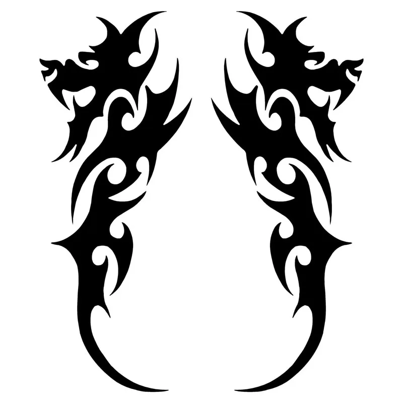 

creative car sticker7*18CM 2x Tribal Dragon Fashion Car Styling Stickers KKVinyl Car Body Decorative Decals Black/Silver