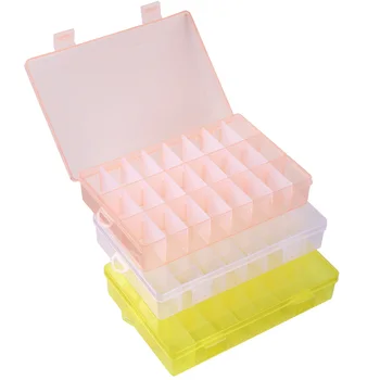 

1 Set 3pcs Plastic Storage Box Case 24 Lattices Removable Jewelry Electronic Components Storage Container Multifunctional (Trans