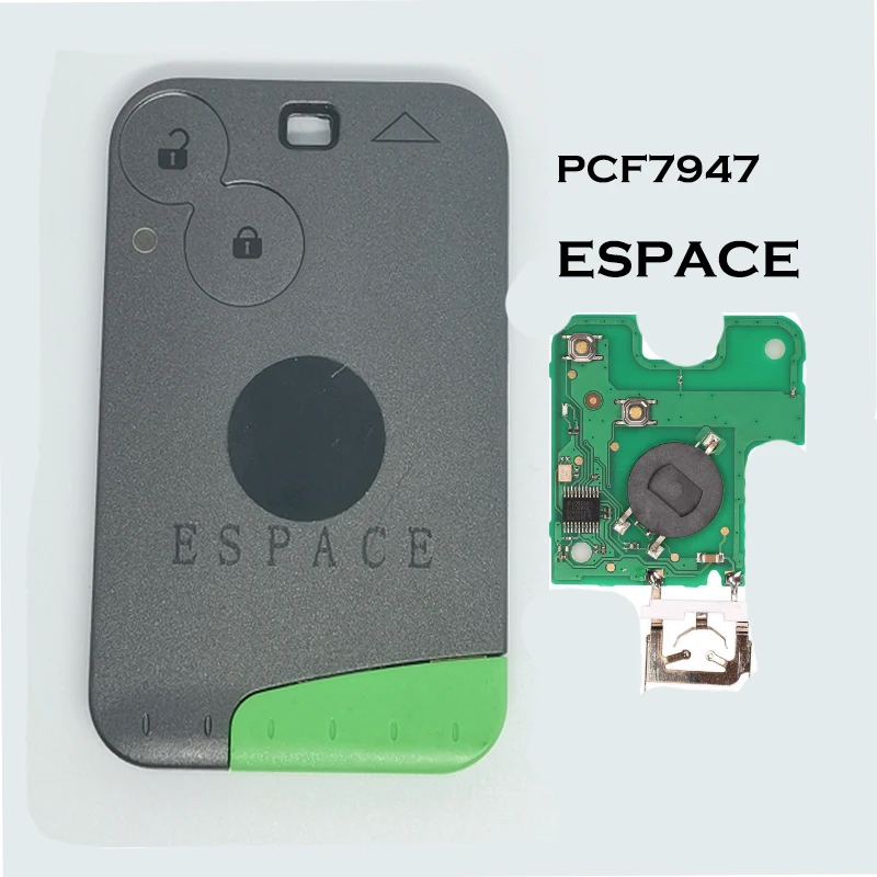 2 Buttons Smart Remote Key PCF7947 Chip 433Mhz for Renault Laguna Espace Smart Card Remote key