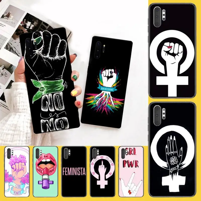 Мягкий резиновый чехол для телефона PENGHUWAN Girl power феминистский черный из ТПУ Samsung