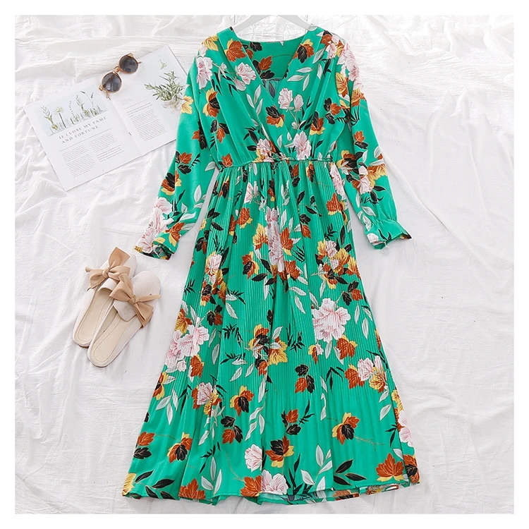 Vestidos de fiesta de noche boho Платье женское осеннее в тайском стиле богемное с v-образным вырезом и длинным рукавом платье с принтом - Цвет: style 3
