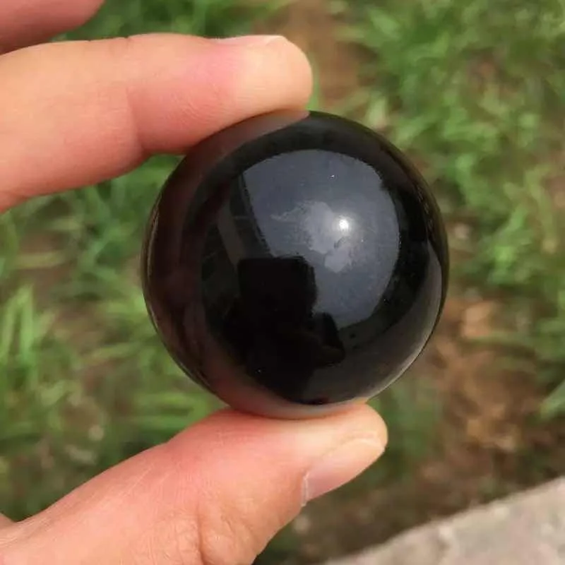 MOKAGY Natural Black Obsidian Quartz Gemstone Crystal Sphere Ornaments 40mm 1pc | Дом и сад