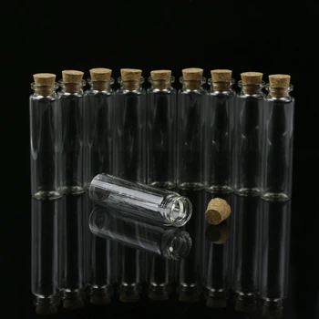 

10pcs Mini Glass Wish Bottle Vial with Cork Stopper Storage Pendant 20mL