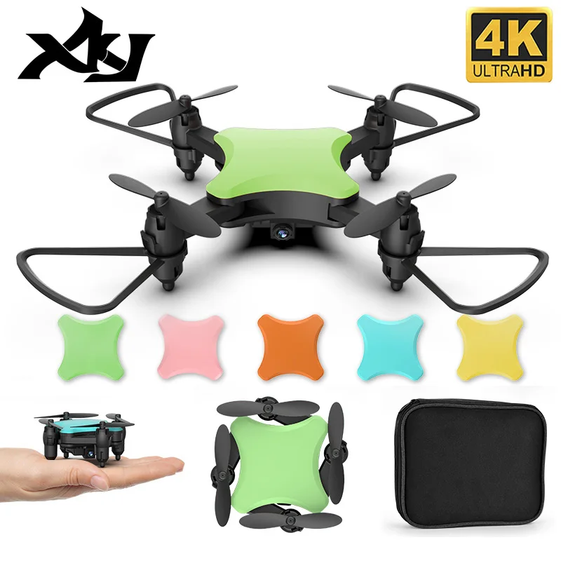 XKJ мини-Дрон KY902S 4K HD камера DIY пять цветов дроны аэрофотосъемка RC складной Квадрокоптер детские подарки игрушки VS LF606