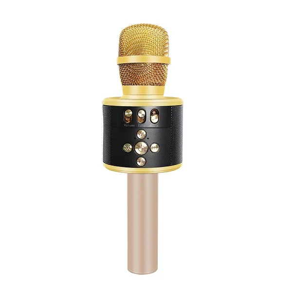 Bluetooth беспроводной ручной микрофон Портативный беспроводной Bluetooth караоке микрофон для ПК и компьютера Пение Запись вечерние колонки - Цвет: Gold