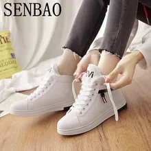 SENBAO/зимние ботинки; женские ботильоны; теплая плюшевая зимняя женская обувь из искусственной кожи; кроссовки на плоской подошве; женская обувь на шнуровке; женские короткие зимние ботинки