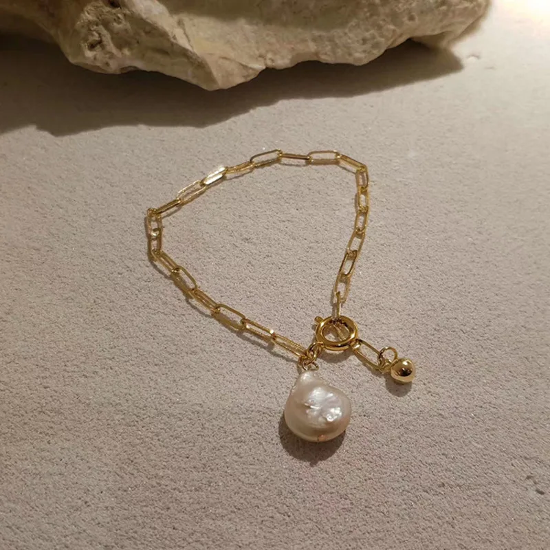 Популярные жемчужные браслеты для женщин, пресноводный браслет с жемчужными подвесками, трендовые браслеты, простые звенья цепи, изысканные женские свадебные украшения