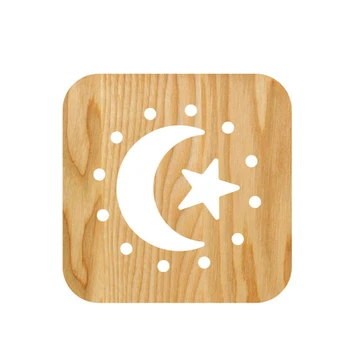 

Wooden Stars Moon Lamp Children's Night Light Kids Bedroom Decoration Warm Light LED USB Night Light for Children Gift