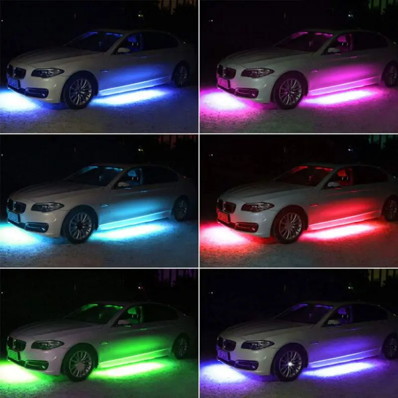 Автомобильный гибкий светодиодный ленточный светильник ing RGB декоративная атмосферная лампа под лампочкой шасси автомобиля система днища светильник цветная мягкая трубка