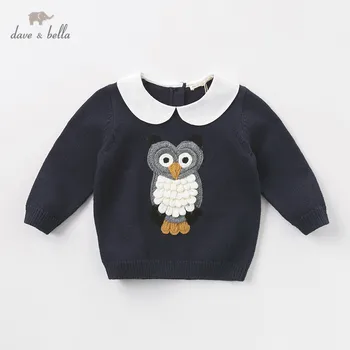 

DB12325 dave bella autumn winter cute baby girls cartoon knitted sweater kids fashion pullover toddler boutique tops