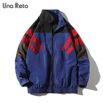

Una Reta Man Jacket Autumn New Single-breasted Coat Jacket Men Plus Size Streetwear Patchwork Print Letter Men's Coat
