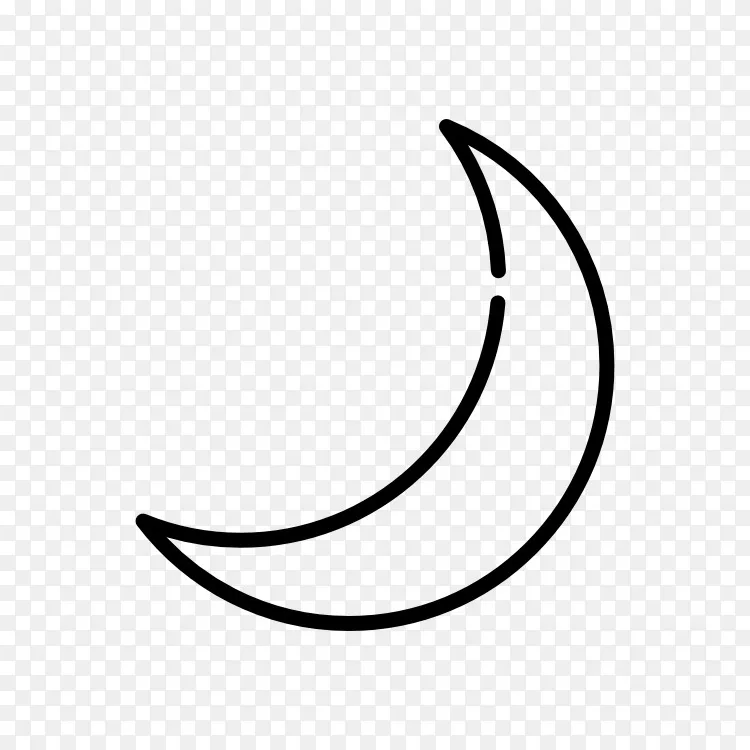 线条艺术白色新月形剪贴画-线条