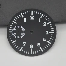 Детали часов, 39,1 мм черный циферблат светящийся циферблат подходит для ETA 6497-1/6497-2 или Sea-gull 3600 серии мужские часы