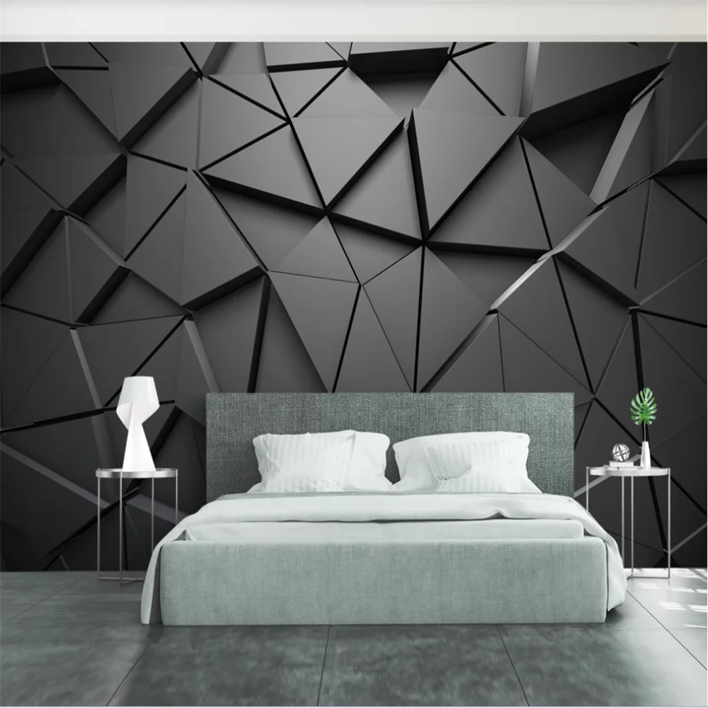 XUE SU Custom wallpaper 3D solid geometric abstract gray triangle background interior decoration 8D mural milofi custom 3d geometric architectural lines large tv bedroom background wallpaper mural