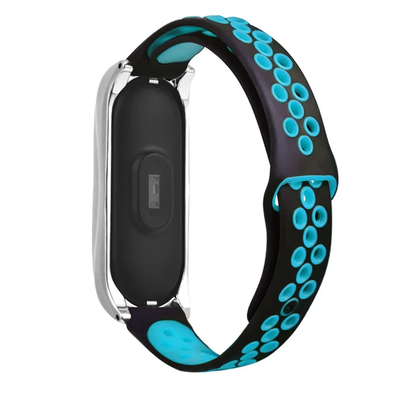 Силиконовый ремешок браслет с металлическим корпусом для Xiaomi Mi Band 3/4