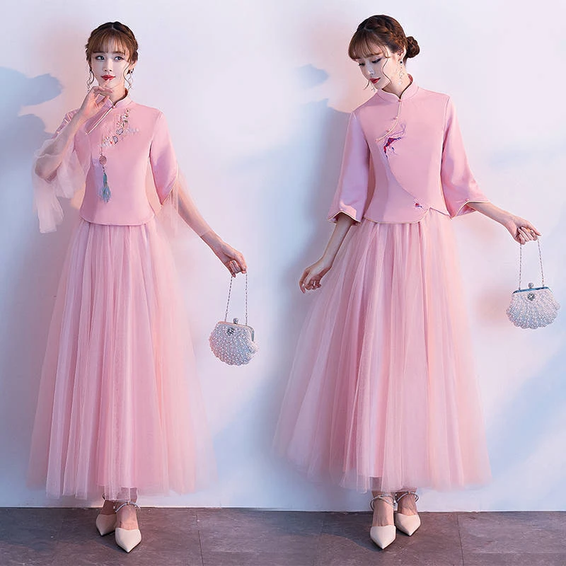 Костюм в китайском стиле, улучшенный китайский стиль, cheongsam Hanfu, комплект с платьем из двух предметов