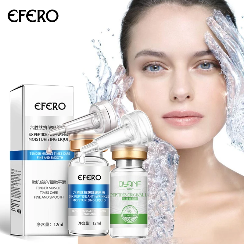 EFERO Сыворотка для лица с гиалуроновой кислотой, увлажняющая, сужающая поры, осветляющая кожу, шесть эссенция с пептидами, укрепляющая сыворотка для лица