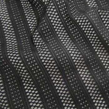 

Smooth Black Stripe Stretch Mesh Fabric Hollow Lingerie Spandex Fabric French Sexy Soft Evening Dress Sewing Cloth Tissue