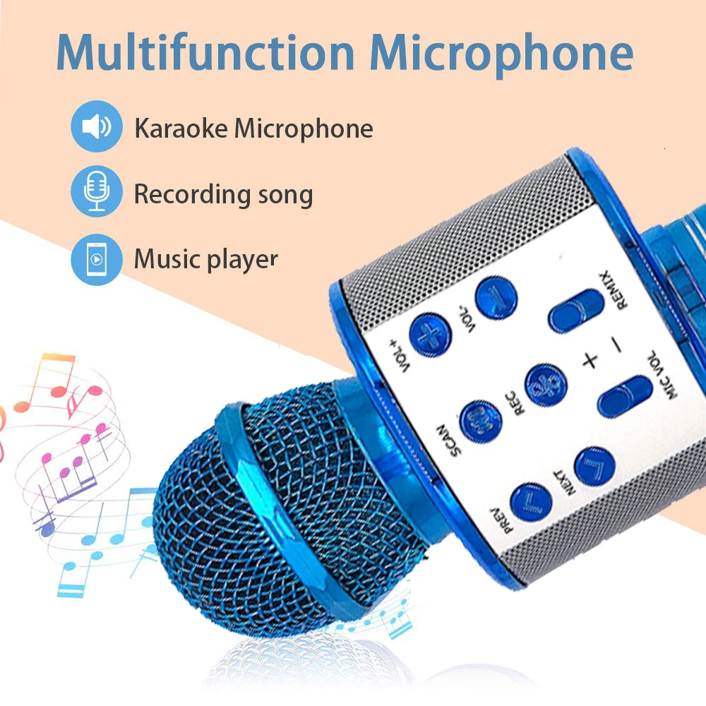 Bluetooth портативный караоке динамик плеер машина для детей взрослых дома KTV вечерние для Android/Iphone/Ipad/Pc девочка мальчик(синий