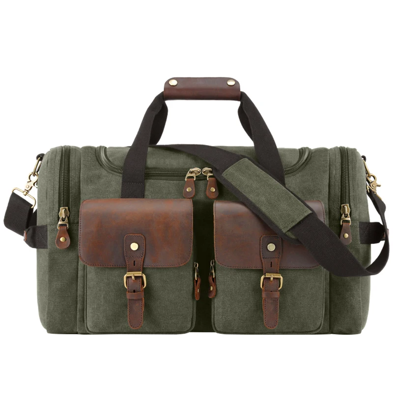 MAHEU, холщовая, Армейская, зеленая, темно-синяя, серая, дорожная сумка для мужчин, мужская, спортивная сумка, Weekender, для путешествий на открытом воздухе, большая сумка, 56 см - Цвет: Армейский зеленый