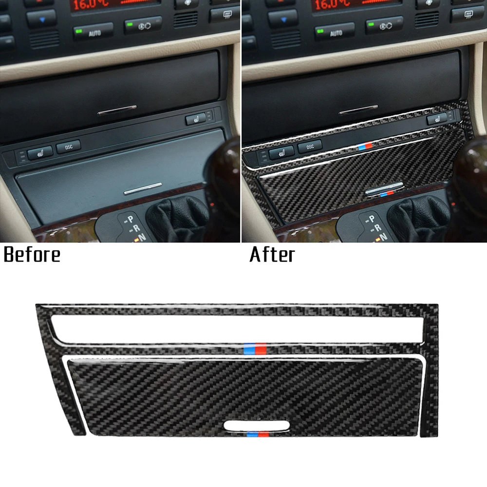 Carbon Fiber Interior Car Stickers Central Control CD Panel Decor Cover Trim BMW 3 Series E46 98-05 Replacement Sticker Accessor |