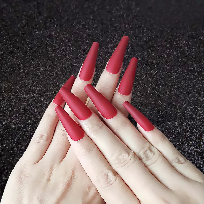 

Nail Art Long Fake Nails Matte Ballet Tips Press On False with Glue Coffin Stick Display Set Full Cover Artificial Designs Kiss