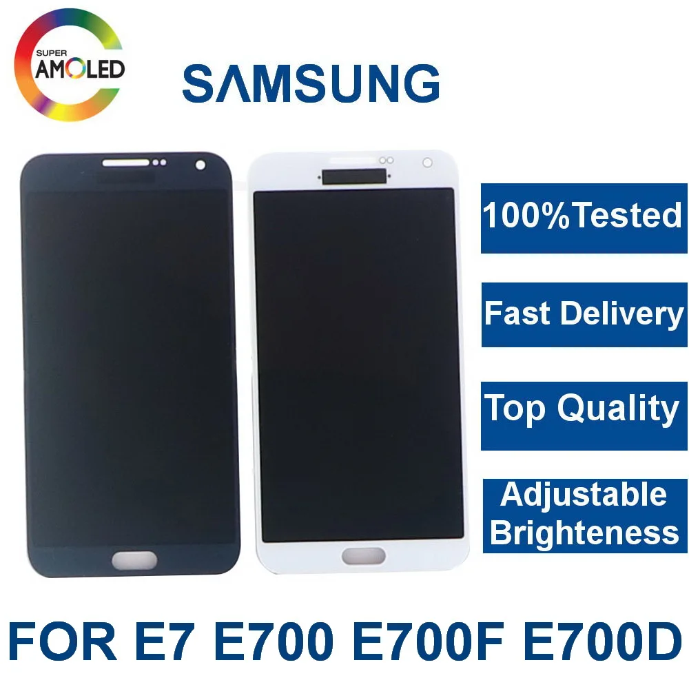 

100%Tested Super AMOLED LCD For Samsung Galaxy E7 E700 E700F E7000 E7009 LCD Display Touch Screen Digitizer Assembly Replacement