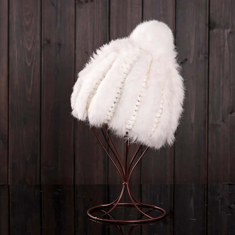 

2019 Winter NEW Warm hats for women Rabbit Knitted caps Real Fur Beanies Russian Winter Thick Warm Fashion Caps with Ball WQ123