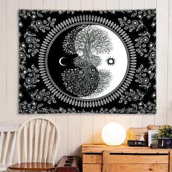 White Black Moon Tapestry