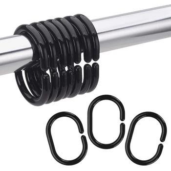 

24 PCS Shower Curtain Rings Plastic Curtain Hooks for Bathroom Shower Rod
