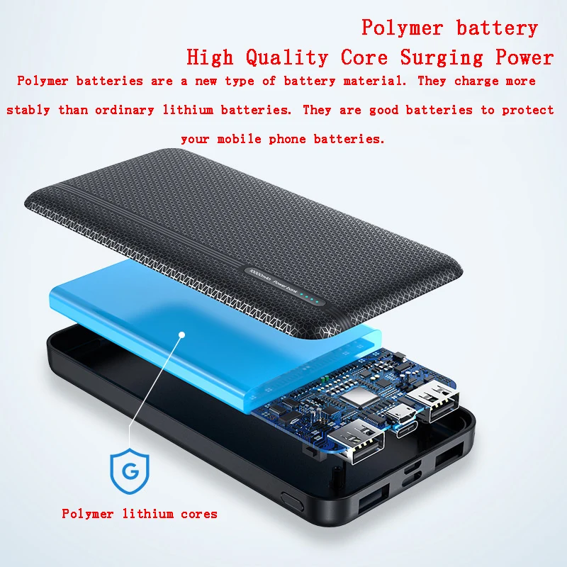 10000mAh 2A power Bank Dual 2 Портативное зарядное usb-устройство power bank для iPhone X Xiaomi Mi телефон повербанк внешний аккумулятор