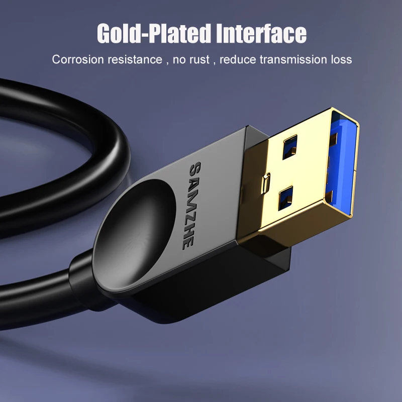 SAMZHE USB3.0 удлинитель A штекер B Мужской кабель 3 0 USB шнур провод черный Hi Speed