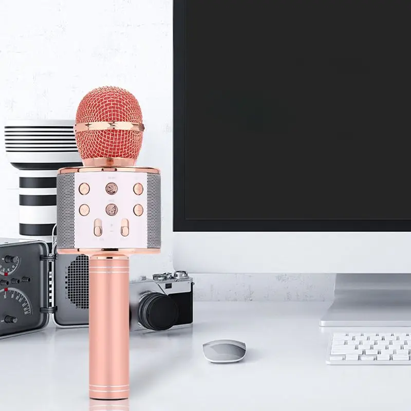 WS 858 беспроводной Bluetooth конденсаторный микрофон для караоке динамик плеер KTV