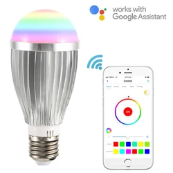 Alexa – ampoule LED intelligente à commande vocale, 7W, E27, E26, B22, E14, téléphone portable, télécommande, fonctionne avec Google Assistant 