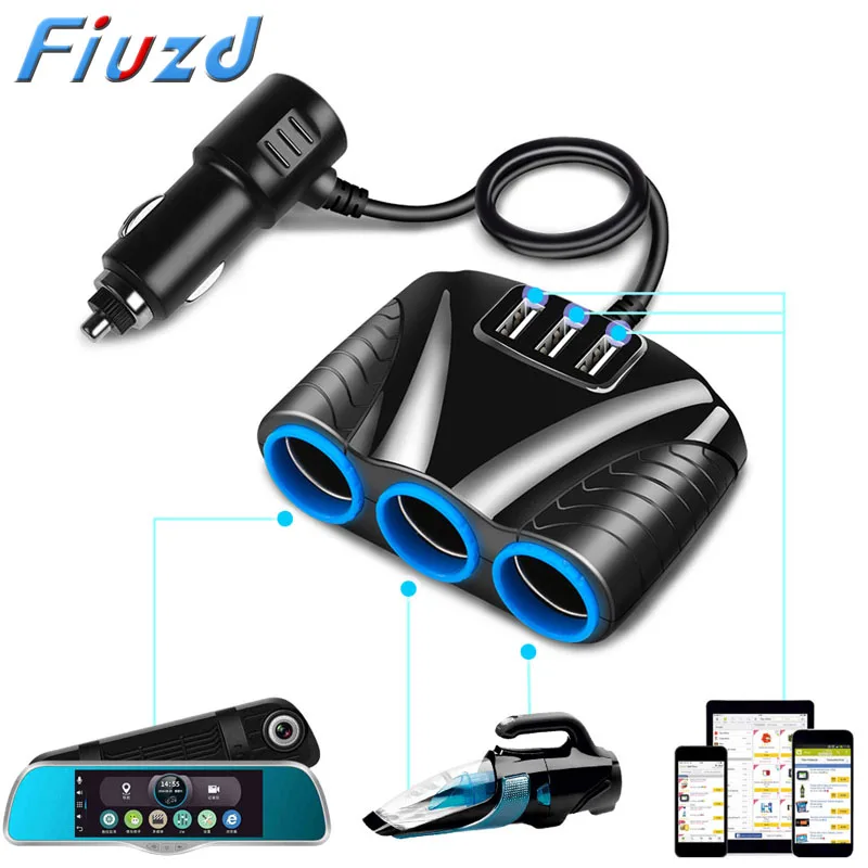 Купить 3.1A 12V Car Charger 3 in 1 Cigarette Lighter Splitter Power Adapter USB Car-charger Socket For IPhone IPad Phone DVR GPS  Мобильные | Phone Adapters  Converters (4001166463717)