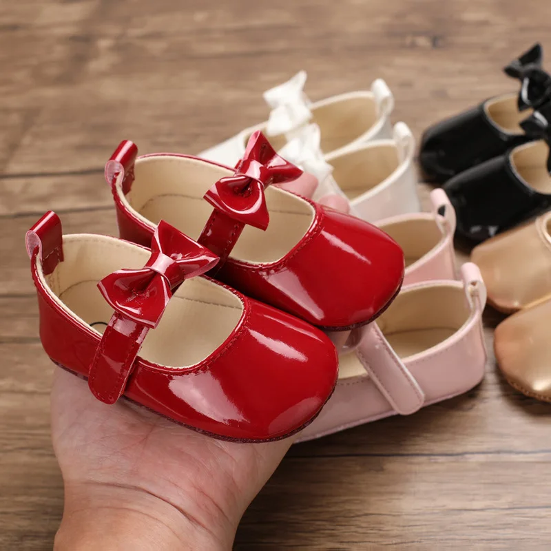 Toddler Newborn Baby Girl Antislip Bling Crib Pram Shoes Bow Solid