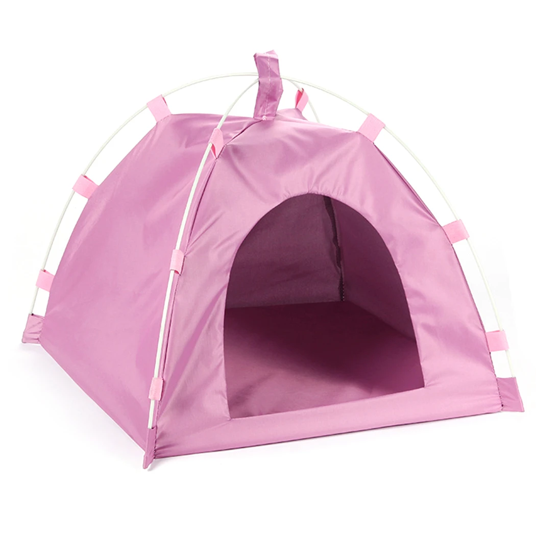 

Solid Color Foldable Pet Tents Waterproof Folding Portable Small Dog Tent Cat Tent With Mat Pet Outdoor Supplies Dropshipping