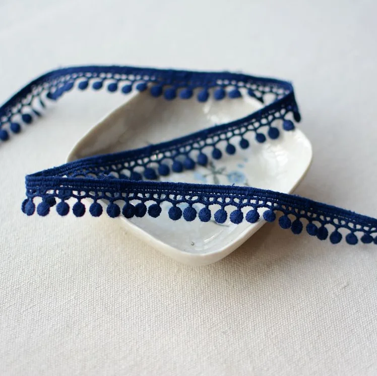 Blue Black Cotton Embroidered Lace Trim Ribbons Fabric DIY Sewing Handmade Craft Materials Garment Clothes Accessories 3 Meters