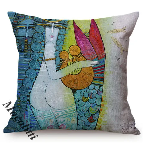 Ancient Rome Beautiful Woman Portrait Sexy Abstract Oil Painting Art Home Decoration Cushion Cover Linen Sofa Throw Pillow Cover M135-7