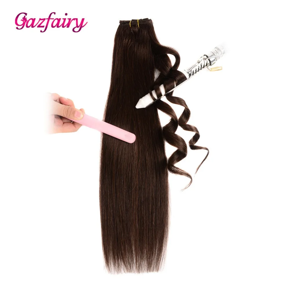 Gazfairy 20 ''10 шт./компл. 160 г прически Silky Straight, Волосы remy волосы на заколках для наращивания, волосы для наращивания на всю голову из двойной уточной нити чистый пианино эффектом деграде(переход от темного к Цвет