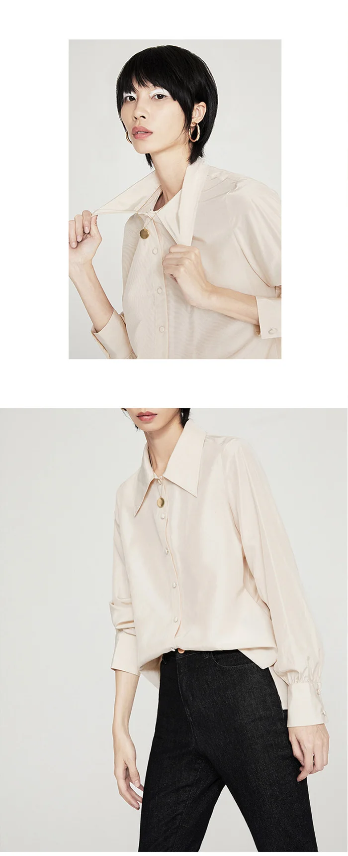 Toyouth однотонные Осенние блузки с длинными рукавами и топы женские рубашки с отложным воротником повседневные женские блузы
