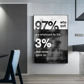 

Black and White Motivational Quate Canvas Painting Never Gave Up Posters and Prints Wall Art Picture for Living Room Home Decor