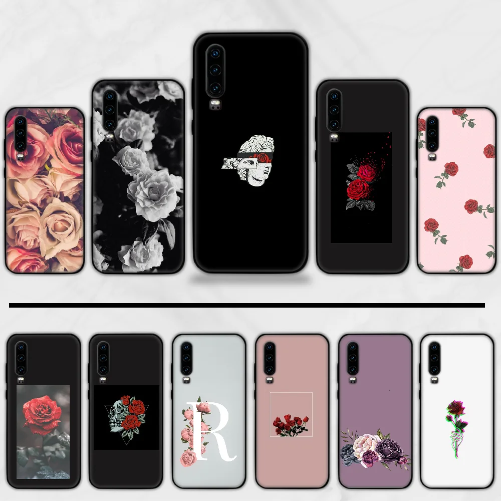 Розовый чехол для телефона с розовым цветком Huawei P9 P10 P20 P30 Lite 2016 2017 2019 plus pro P