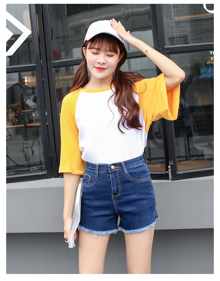 New Style Denim Shorts Women's Summer High Waist Slimming Flash Students Slim Fit Elasticity Shorts