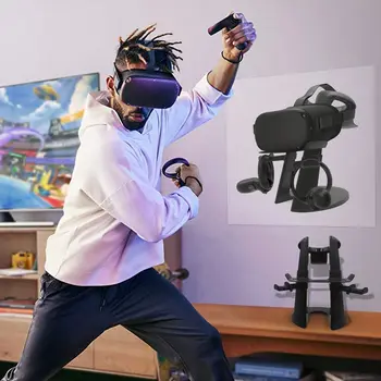

3D VR Headset Holder Virtual Reality Glasses Controller Bracket For Oculus Quest/RIft Stable Mount lowest Center of Gravity