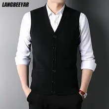 

Top Grade Warm Velvet New Autum Winter Fashion Brand Knit Cardigan Sweater Vest Men Korean Sleeveless Casual Mens Clothing 2021