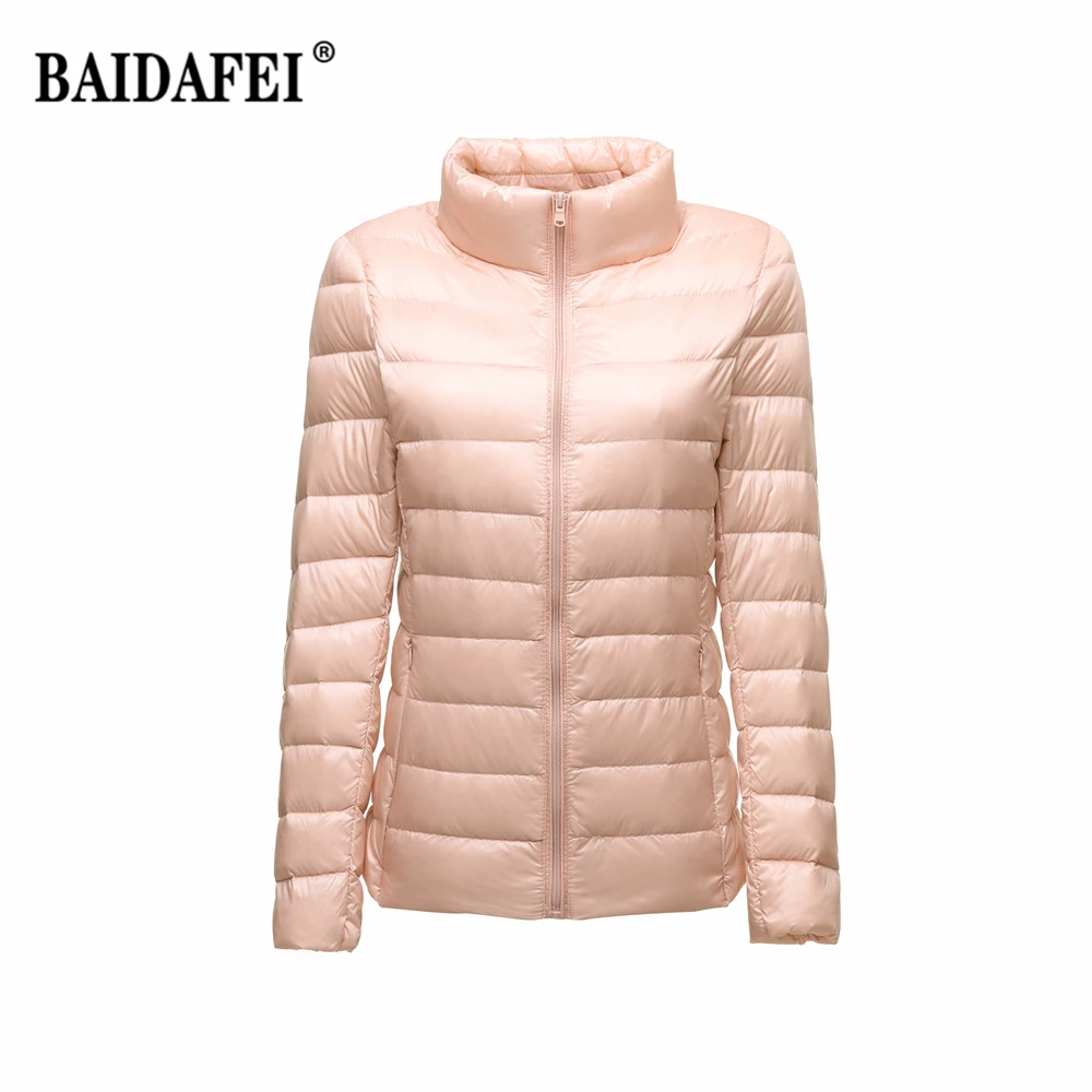 Women's Short Slim Fit Puffer Jacket 2023 New Spring Stand Collar Ultra Light Weight Portable Windproof White Duck Down Coat
