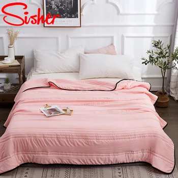 

Soild Color Summer Thin Quilts Modern Brief Air-conditioning Comforter Breathable Soft Blanket (No Pillowcase and Bed Sheet)